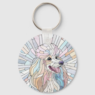 Poodle - pastel mosaic art keychain