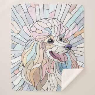 Poodle - pastel mosaic art sherpa blanket