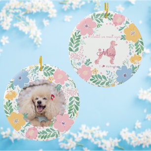 Poodle Pastel Pink Custom Photo & Name Memorial Ceramic Ornament