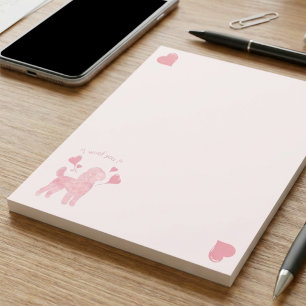 Poodle Pastel Pink “I Woof You” Notepad