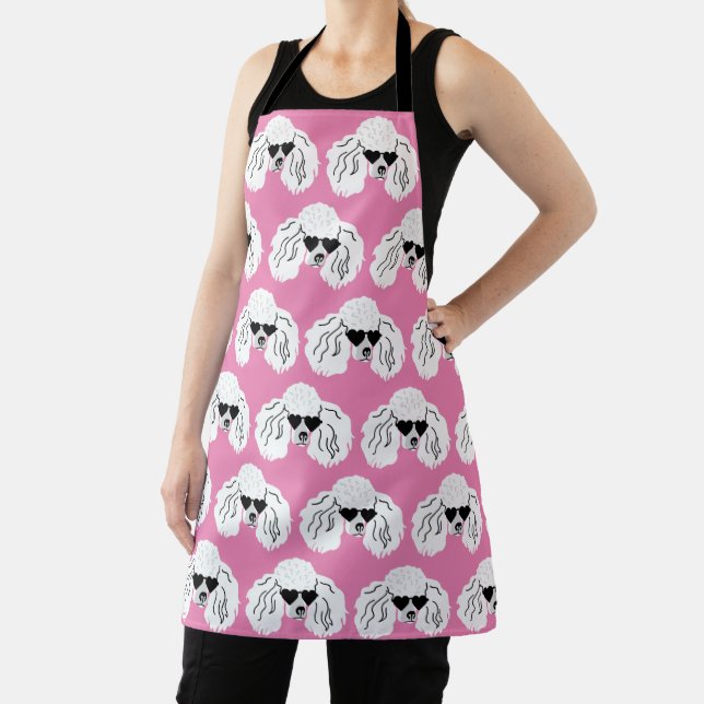 Poodle Pattern Cute Pink Apron (Insitu)