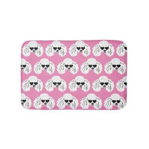 Poodle Pattern Cute Pink Bath Mat