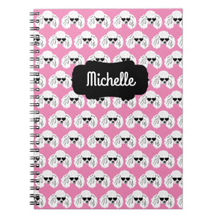 Poodle Pattern Cute Pink Notebook