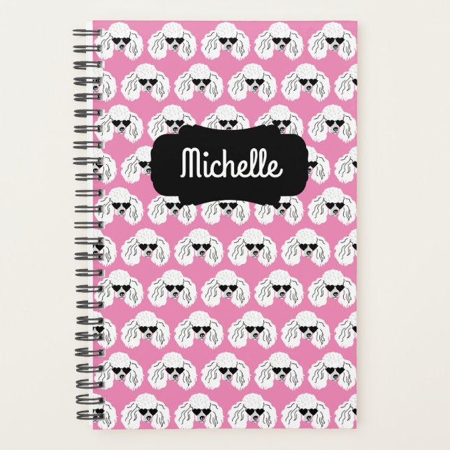 Poodle Pattern Cute Pink Planner (Front)