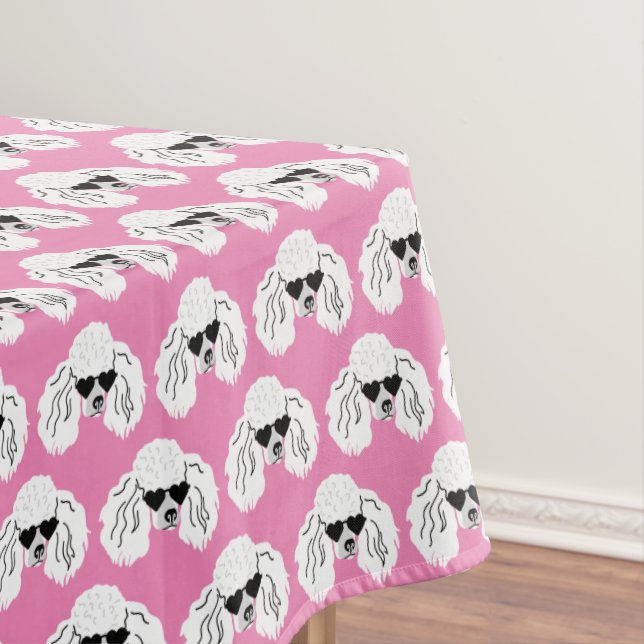 Poodle Pattern Cute Pink Tablecloth (In Situ)