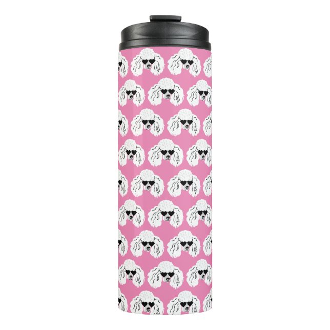 Poodle Pattern Cute Pink Thermal Tumbler (Front)