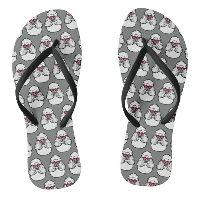 Poodle Pattern Funny Table Lamp Flip Flops (Footbed)
