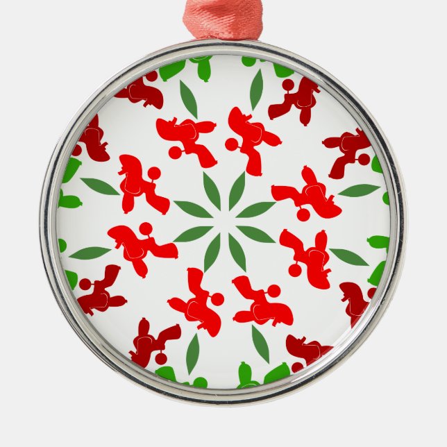 Poodle Pattern Illustration customizable  Metal Ornament (Front)