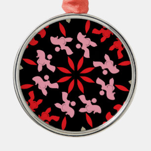Poodle Pattern Illustration customizable Metal Ornament