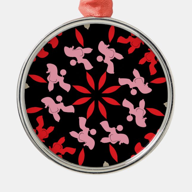 Poodle Pattern Illustration customizable  Metal Ornament (Front)