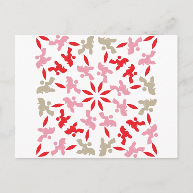 Poodle Pattern Illustration customizable  Postcard (Front)