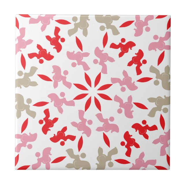Poodle Pattern Illustration customizable  Tile (Front)