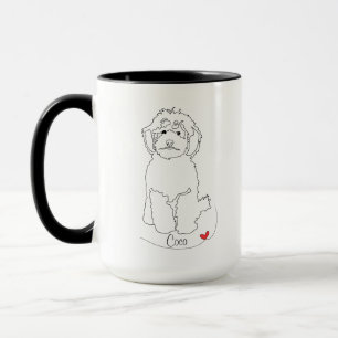 Poodle Pet Line Art with Name Mug