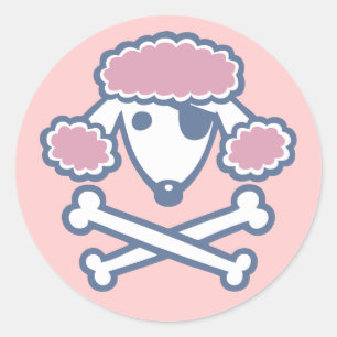 Poodle Pirate Classic Round Sticker