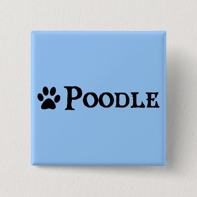 Poodle (pirate style w/ pawprint) 2 inch square button (Front)