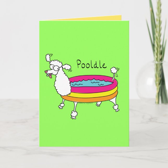 Poodle Pool Cute Summer Greeting Card Pooldle (Front)