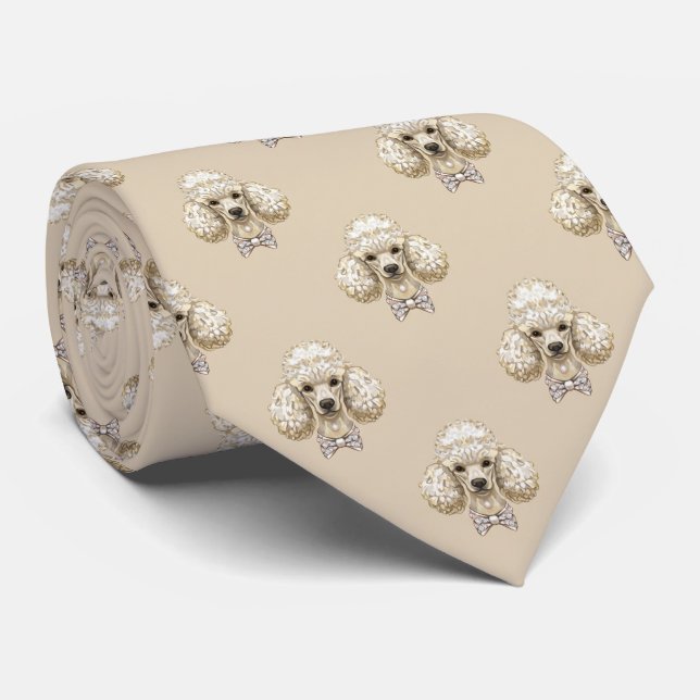 Poodle Portrait Necktie – Luxury Dog Lover Style (Rolled)