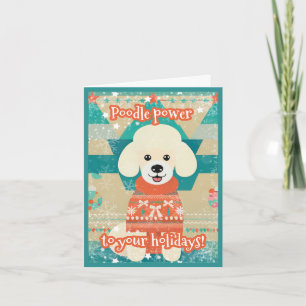 Poodle Power in Ugly Christmas Sweater Unique Holiday Card