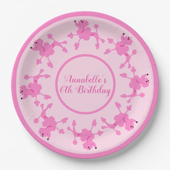 Poodle Power Party Personalize Paper Plate (Front)