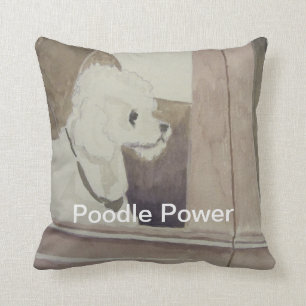 Poodle Power Throw Pillow