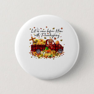 Poodle Pumpkin Vintage Truck Thanksgiving Funny Ha 2 Inch Round Button