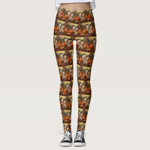 Poodle Puppy Autumn Delight Pumpkin Leggings