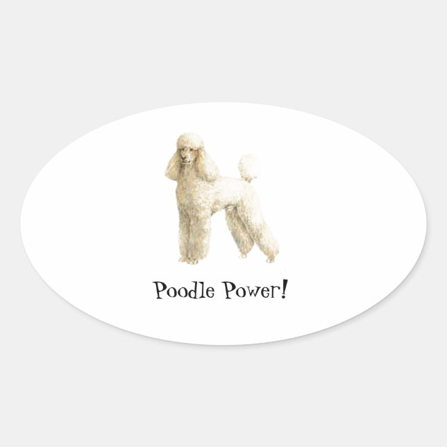 Poodle -- Puppy Clip Oval Sticker (Front)