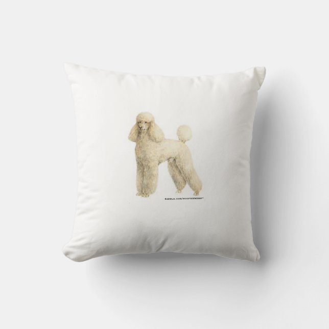 Poodle -- Puppy Clip Throw Pillow (Front)