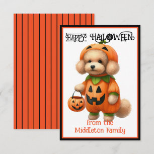 Poodle Puppy Dog Happy Halloween Card