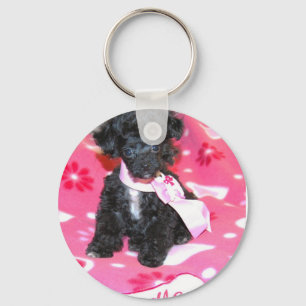 Poodle puppy in Pink Keychain