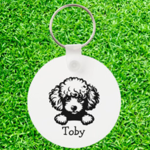 Poodle Puppy Personalized Theme Keychain