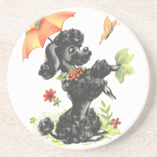 poodle puppy with umbrella coaster (Front)