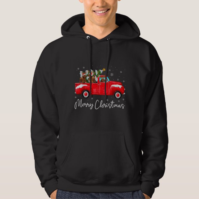 Poodle Red Truck Christmas Santa Hat Xmas Dog Love Hoodie (Front)