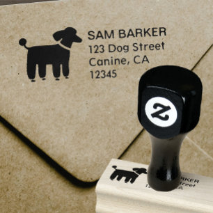 Poodle Return Address Rubber Stamp