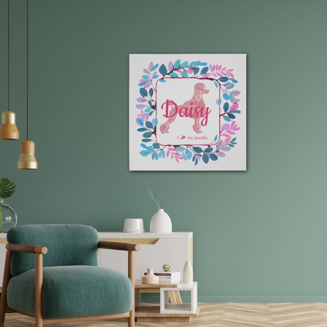 Poodle rose pastel personnalisé Poster en silhouet (Créateur téléchargé)