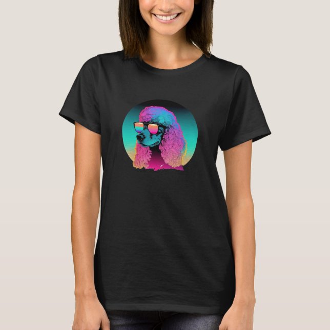 Poodle s Synthwave Sunset Aesthetic T-Shirt (Front)
