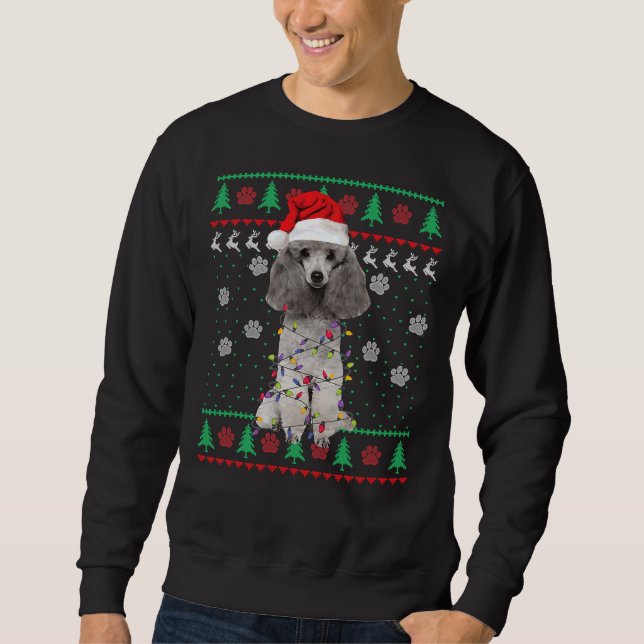 Poodle Santa Christmas Tree Lights     Sweatshirt (Front)