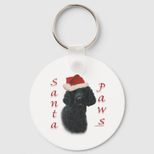 Poodle Santa Paws Keychain