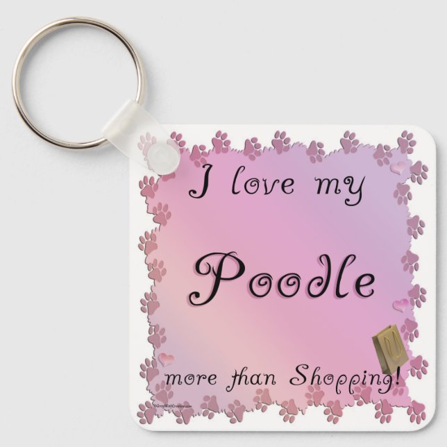 Poodle Shopping Keychain (Front)