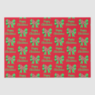 Poodle Silhouette Red Christmas Dog & Green Bow Tissue Paper