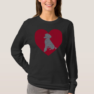 Poodle Sitting Silver Glitter Red Heart T-Shirt