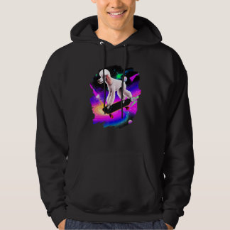 Poodle Skateboarding in Outer Space Retro Vintage Hoodie