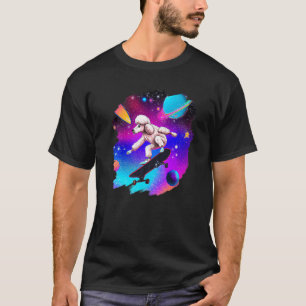 Poodle Skateboarding in Outer Space Retro Vintage T-Shirt