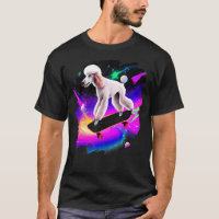 Poodle Skateboarding in Outer Space Retro Vintage