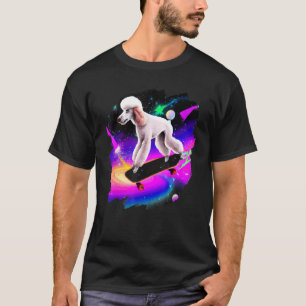 Poodle Skateboarding in Outer Space Retro Vintage T-Shirt
