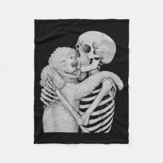 Poodle Skeleton Hug Halloween Dog Lover Fleece Blanket