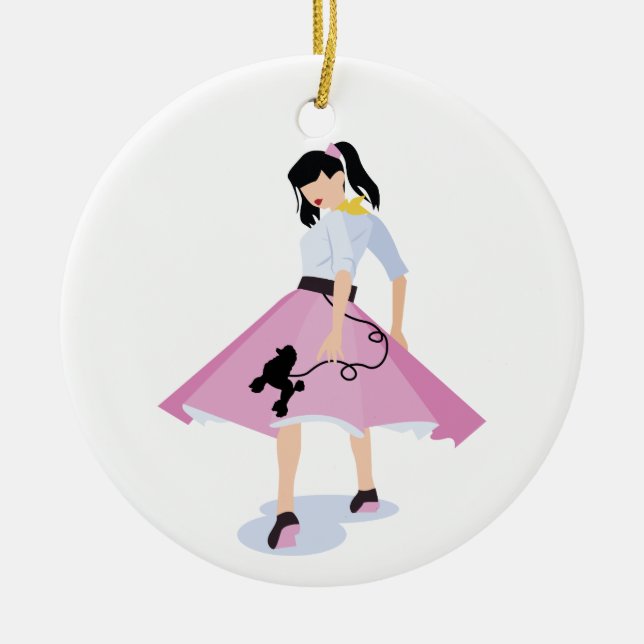 Poodle Skirt Ceramic Ornament (Front)