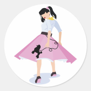 Poodle Skirt Classic Round Sticker