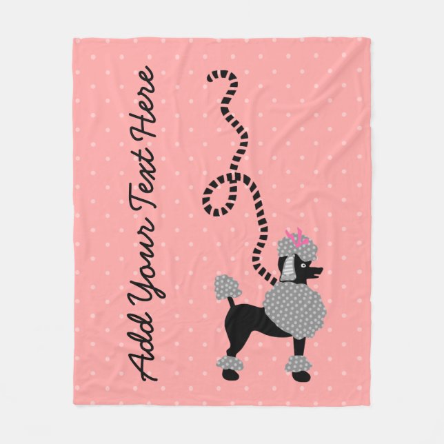 Poodle Skirt Dog Retro Pink 50s Modern Dots Custom Fleece Blanket (Front)