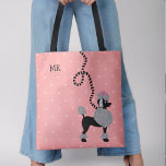 Poodle Skirt Dog Retro Pink 50s Modern Monogram Tote Bag<br><div class="desc">This cute 1950s French poodle all-over-print tote bag is derived from the classic poodle skirts of the 1950s. The pretty vintage-looking black and grey dog has pompons of fur with cute polka dots and a pink bow on its head. It also has a black leash in stencil style. The background...</div>